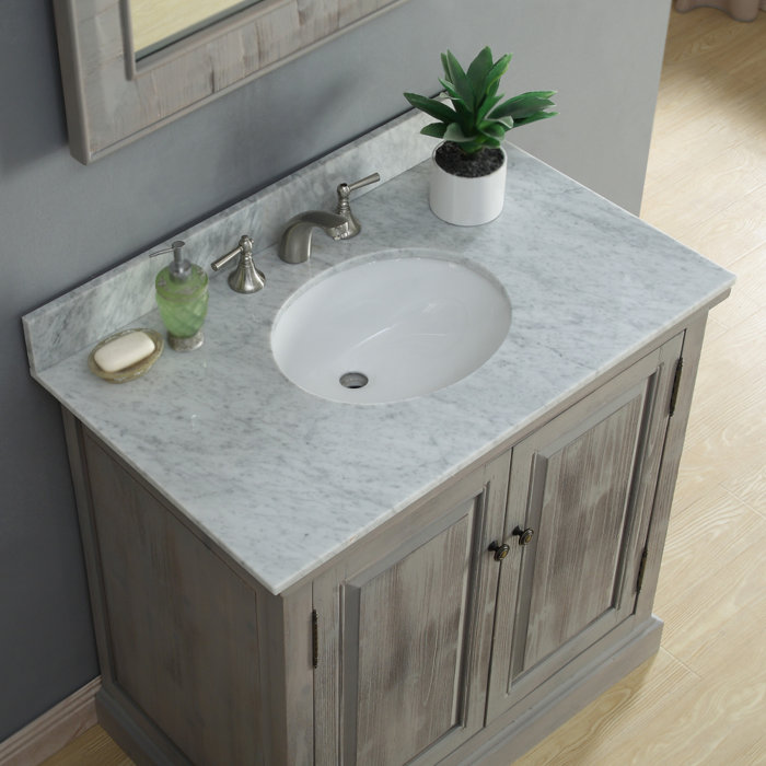 InFurniture 37'' Single Bathroom Vanity with Marble Top | Wayfair